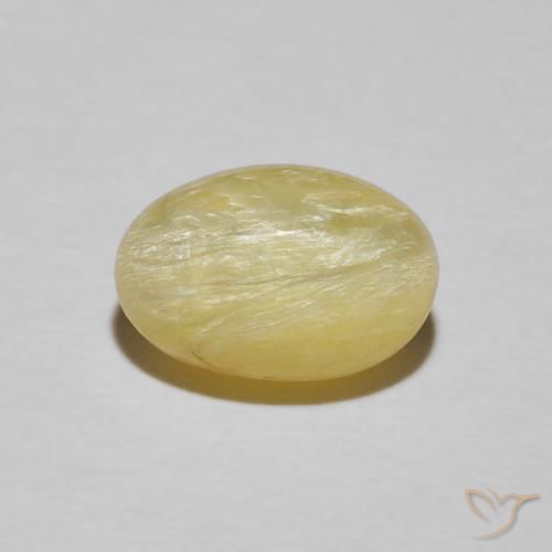 2.89ct Natürlicher Sehr helles Dijongelb Katzenaugenopal, Oval, Lichtundurchlässig