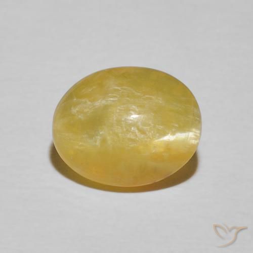 2.80ct Natürlicher Goldrute Gelb Katzenaugenopal, Oval, Lichtundurchlässig