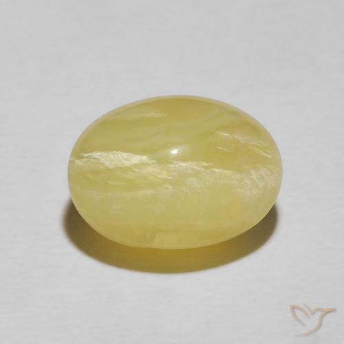 4.48ct Natürlicher hellgelb Katzenaugenopal, Oval, Lichtundurchlässig