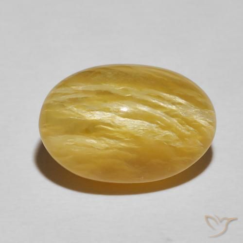8.30ct Natürlicher Sattes Gelb Katzenaugenopal, Oval, Lichtundurchlässig