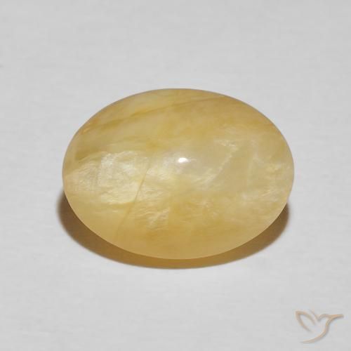 3.59ct Natürlicher Goldrute Gelb Katzenaugenopal, Oval, Lichtundurchlässig