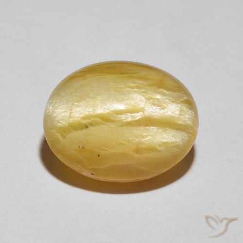 8.78ct Natürlicher Mittelgelb Katzenaugenopal, Oval, Lichtundurchlässig