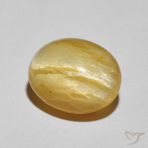 9,17 ctw natürlicher Mittelgelb Katzenaugenopal, Oval, Lichtundurchlässig