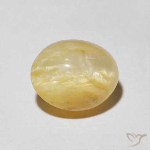 3.43ct Natürlicher Mittelgelb Katzenaugenopal, Oval, Lichtundurchlässig