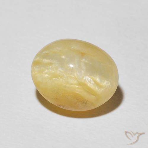 9,17 ctw natürlicher Mittelgelb Katzenaugenopal, Oval, Lichtundurchlässig