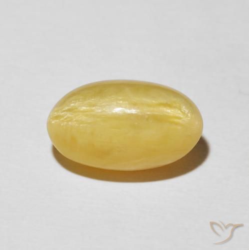 4.23ct Natürlicher Warmes Gelb Katzenaugenopal, Oval, Lichtundurchlässig