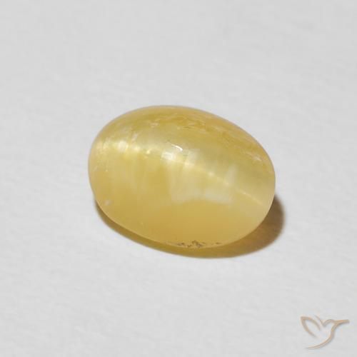 1.45ct Natürlicher Warmes Gelb Katzenaugenopal, Oval, Lichtundurchlässig