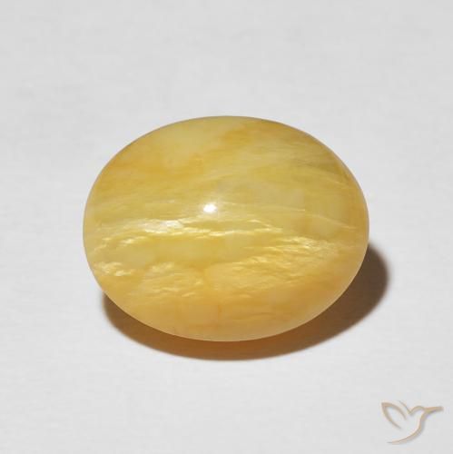 6.14ct Natürlicher Mittelgold Katzenaugenopal, Oval, Lichtundurchlässig