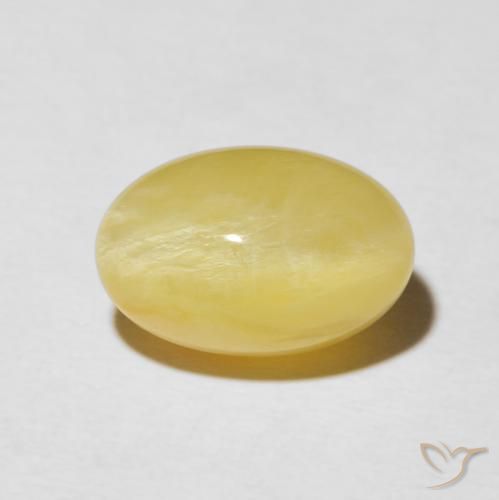 5.95ct Natürlicher hellgelb Katzenaugenopal, Oval, Lichtundurchlässig