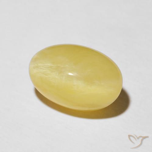 9,17 ctw natürlicher hellgelb Katzenaugenopal, Oval, Lichtundurchlässig