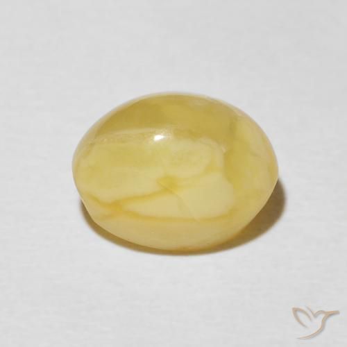 9,17 ctw natürlicher Blasses Gelb Katzenaugenopal, Oval, Lichtundurchlässig