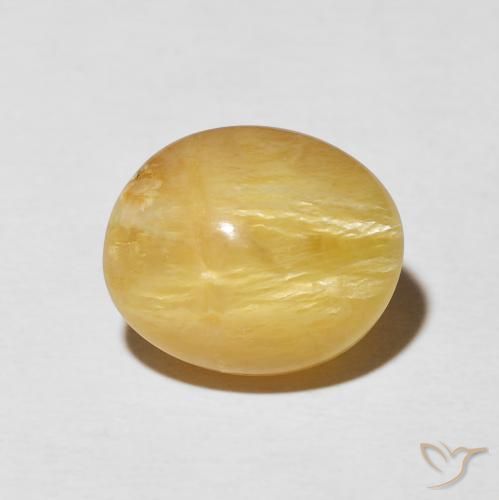 5.55ct Natürlicher Mittelgold Katzenaugenopal, Oval, Lichtundurchlässig