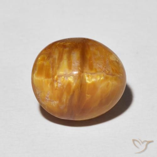 5.76ct Natürlicher Dunkelorange Katzenaugenopal, Oval, Lichtundurchlässig