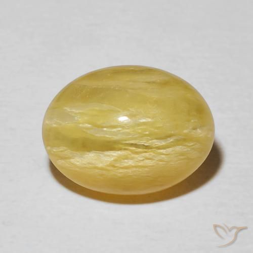 4.31ct Natürlicher Goldrute Gelb Katzenaugenopal, Oval, Lichtundurchlässig