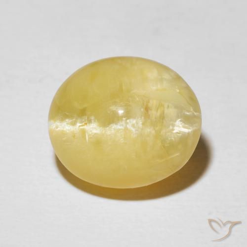 5.87ct Natürlicher hellgelb Katzenaugenopal, Oval, Lichtundurchlässig
