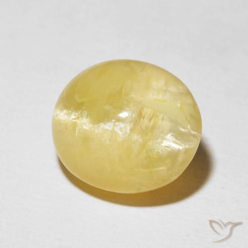 9,17 ctw natürlicher hellgelb Katzenaugenopal, Oval, Lichtundurchlässig