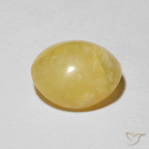 9,17 ctw natürlicher hellgelb Katzenaugenopal, Oval, Lichtundurchlässig