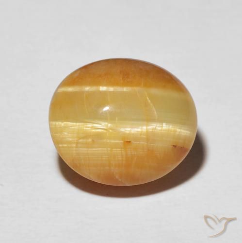 7.16ct Natürlicher gold-braun Katzenaugenopal, Oval, Lichtundurchlässig