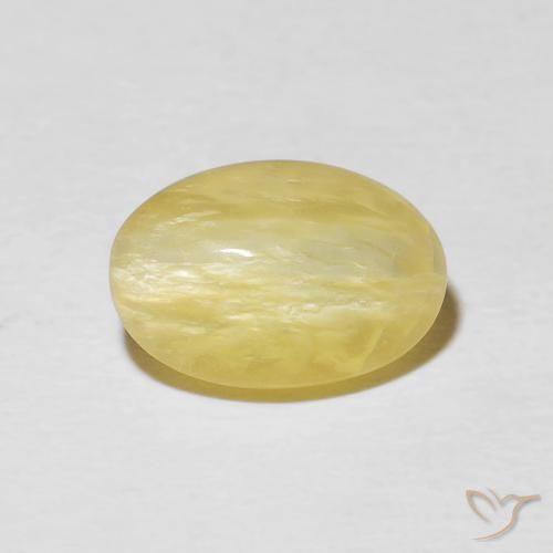 2.52ct Natürlicher hellgelb Katzenaugenopal, Oval, Lichtundurchlässig
