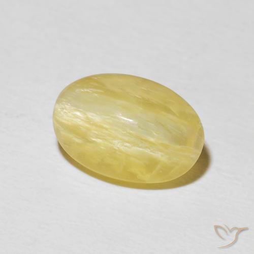 9,17 ctw natürlicher hellgelb Katzenaugenopal, Oval, Lichtundurchlässig