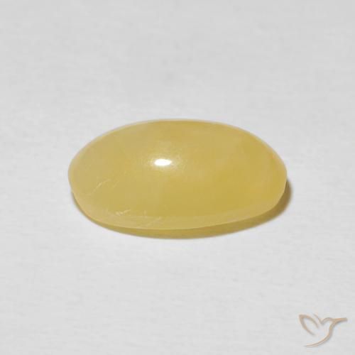 9,17 ctw natürlicher Blasses Gelb Katzenaugenopal, Oval, Lichtundurchlässig