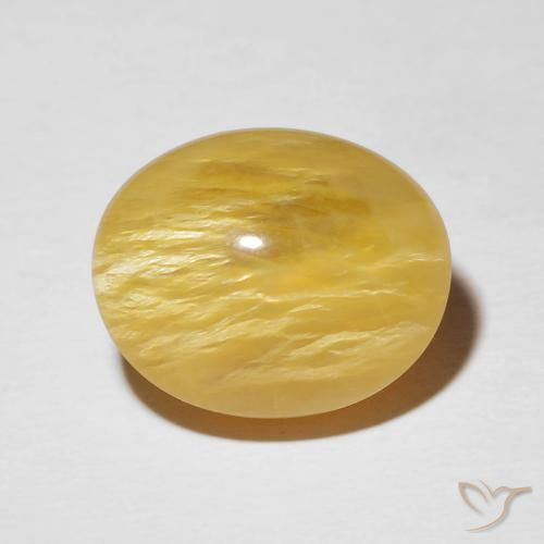 10.02ct Natürlicher Goldrute Gelb Katzenaugenopal, Oval, Lichtundurchlässig