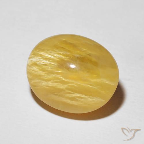 9,17 ctw natürlicher Goldrute Gelb Katzenaugenopal, Oval, Lichtundurchlässig