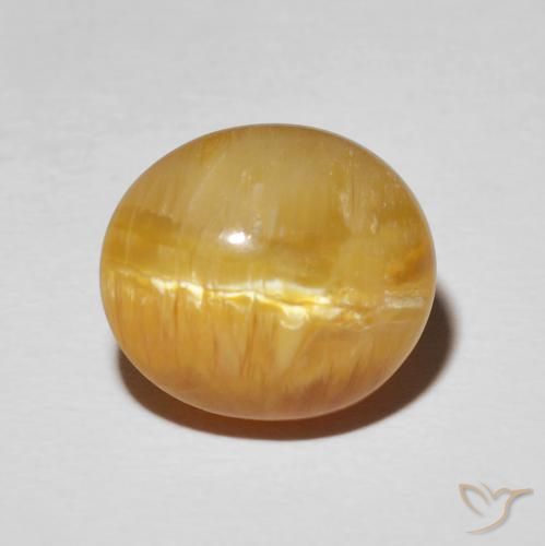 7.94ct Natürlicher gold-braun Katzenaugenopal, Oval, Lichtundurchlässig