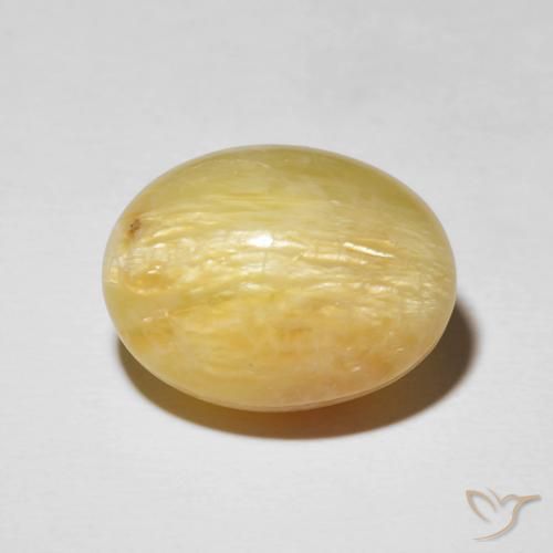 14.38ct Natürlicher Goldrute Gelb Katzenaugenopal, Oval, Lichtundurchlässig