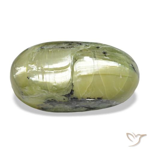 9,66 ctw natürlicher grüner Cat's Eye Opal, Oval Schliff, Lichtundurchlässig