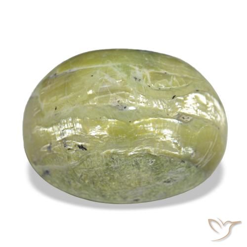 11,22 ctw natürlicher grüner Cat's Eye Opal, Oval Schliff, Lichtundurchlässig