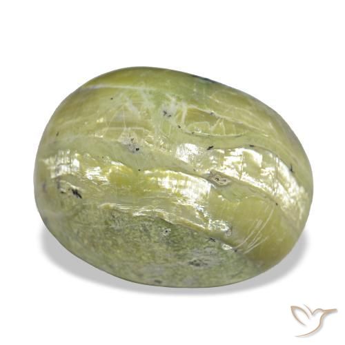 11,22 ctw natürlicher grüner Cat's Eye Opal, Oval Schliff, Lichtundurchlässig