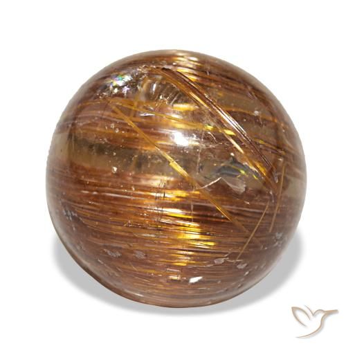 3.91ct Orangefarbener Cat's Eye Rutile Quartz, Rund, Lichtdurchlässig