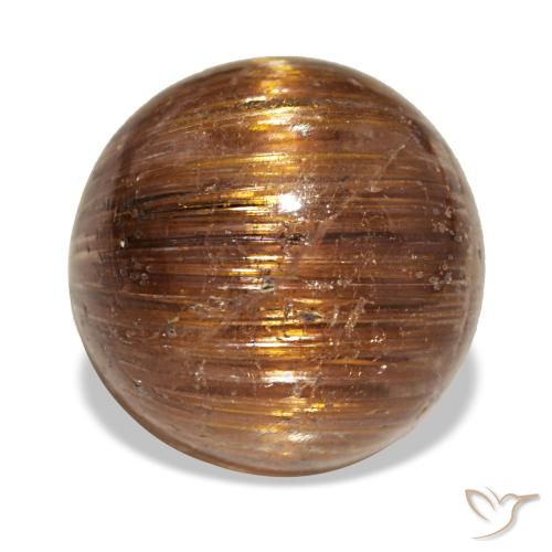 5.21ct Orangefarbener Cat's Eye Rutile Quartz, Rund, Lichtdurchlässig