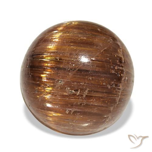5,21 ctw natürlicher orangefarbener Cat's Eye Rutile Quartz, Rundschliff, Lichtdurchlässig