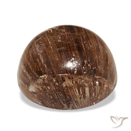 5,21 ctw natürlicher orangefarbener Cat's Eye Rutile Quartz, Rundschliff, Lichtdurchlässig