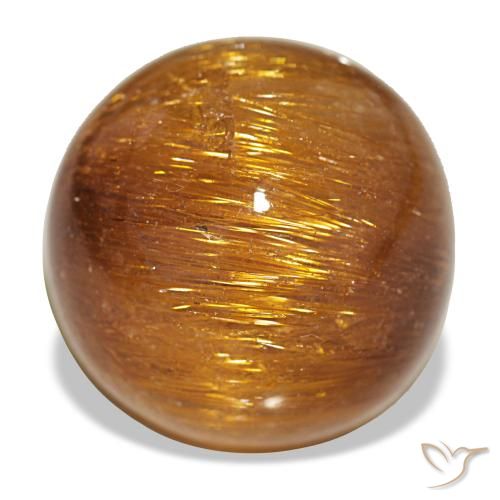 17.93ct Orangefarbener Cat's Eye Rutile Quartz, Rund, Lichtundurchlässig