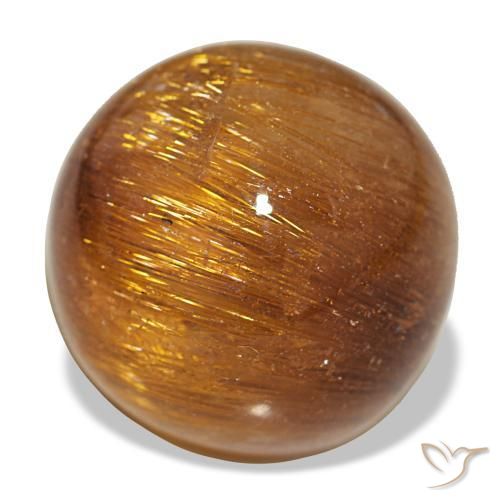 17,93 ctw natürlicher orangefarbener Cat's Eye Rutile Quartz, Rundschliff, Lichtundurchlässig
