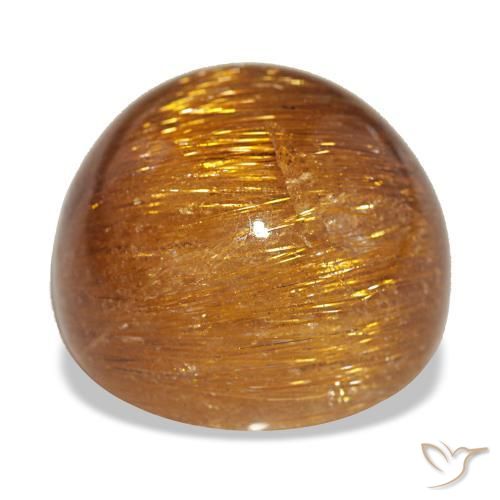 17,93 ctw natürlicher orangefarbener Cat's Eye Rutile Quartz, Rundschliff, Lichtundurchlässig