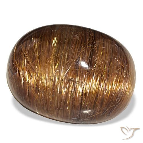 44,01 ctw natürlicher orangefarbener Cat's Eye Rutile Quartz, Oval Schliff, Lichtdurchlässig