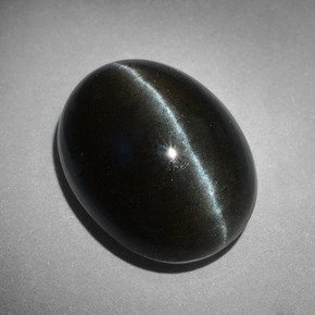 18,17 ctw natürlicher schwarzer Cat's Eye Scapolite, Oval Schliff, Lichtundurchlässig