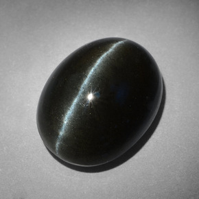 18,17 ctw natürlicher schwarzer Cat's Eye Scapolite, Oval Schliff, Lichtundurchlässig