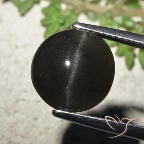 9,17 ctw natürlicher Schwarz Skapolith Katzenauge, Runden, Lichtdurchlässig