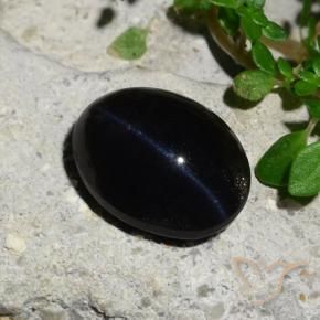 9,17 ctw natürlicher Schwarz Skapolith Katzenauge, Oval, Lichtundurchlässig