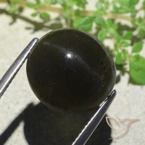 9,17 ctw natürlicher Schwarz Skapolith Katzenauge, Oval, Lichtundurchlässig