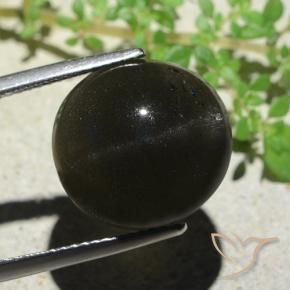 9,17 ctw natürlicher Schwarz Skapolith Katzenauge, Oval, Lichtundurchlässig