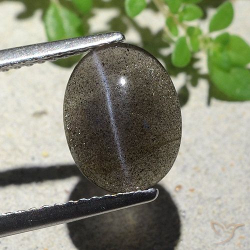 2.34ct Natürlicher Schwarz Skapolith Katzenauge, Oval, Lichtdurchlässig