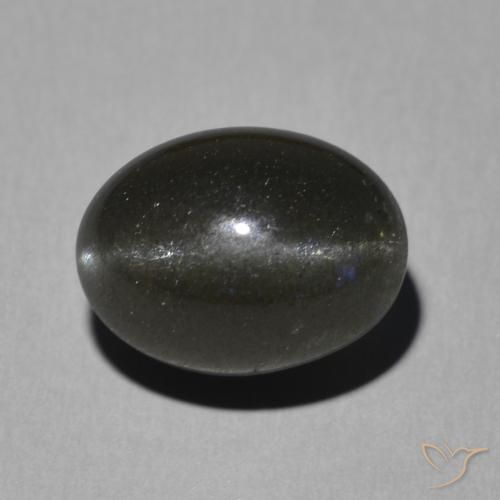 5.16ct Natürlicher Schwarz Skapolith Katzenauge, Oval, Lichtdurchlässig