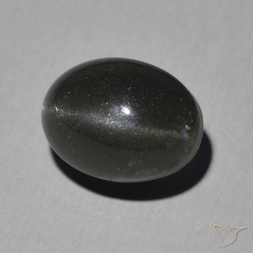 9,17 ctw natürlicher Schwarz Skapolith Katzenauge, Oval, Lichtdurchlässig