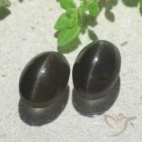 5.00 ct natürliche Schwarz Skapolith Katzenauge-Edelsteine, Oval, Lichtdurchlässig